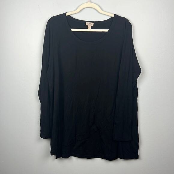 LOGO by Lori Goldstein Tops - LOGO Lori Goldstein Ella XL long sleeve black asymmetrical tunic top